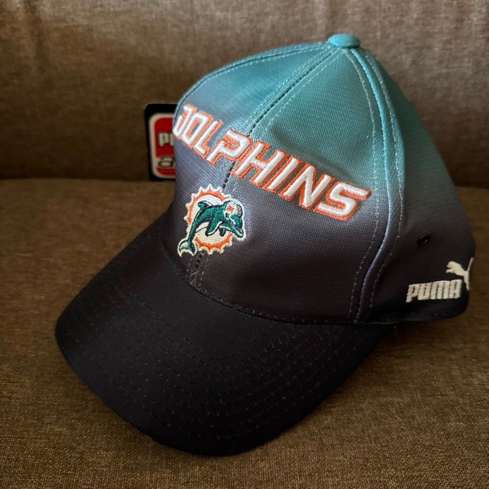 Vtg Puma NFL Proline MIAMI DOLPHINS Adjustable Strapback Football Hat Cap. NWT